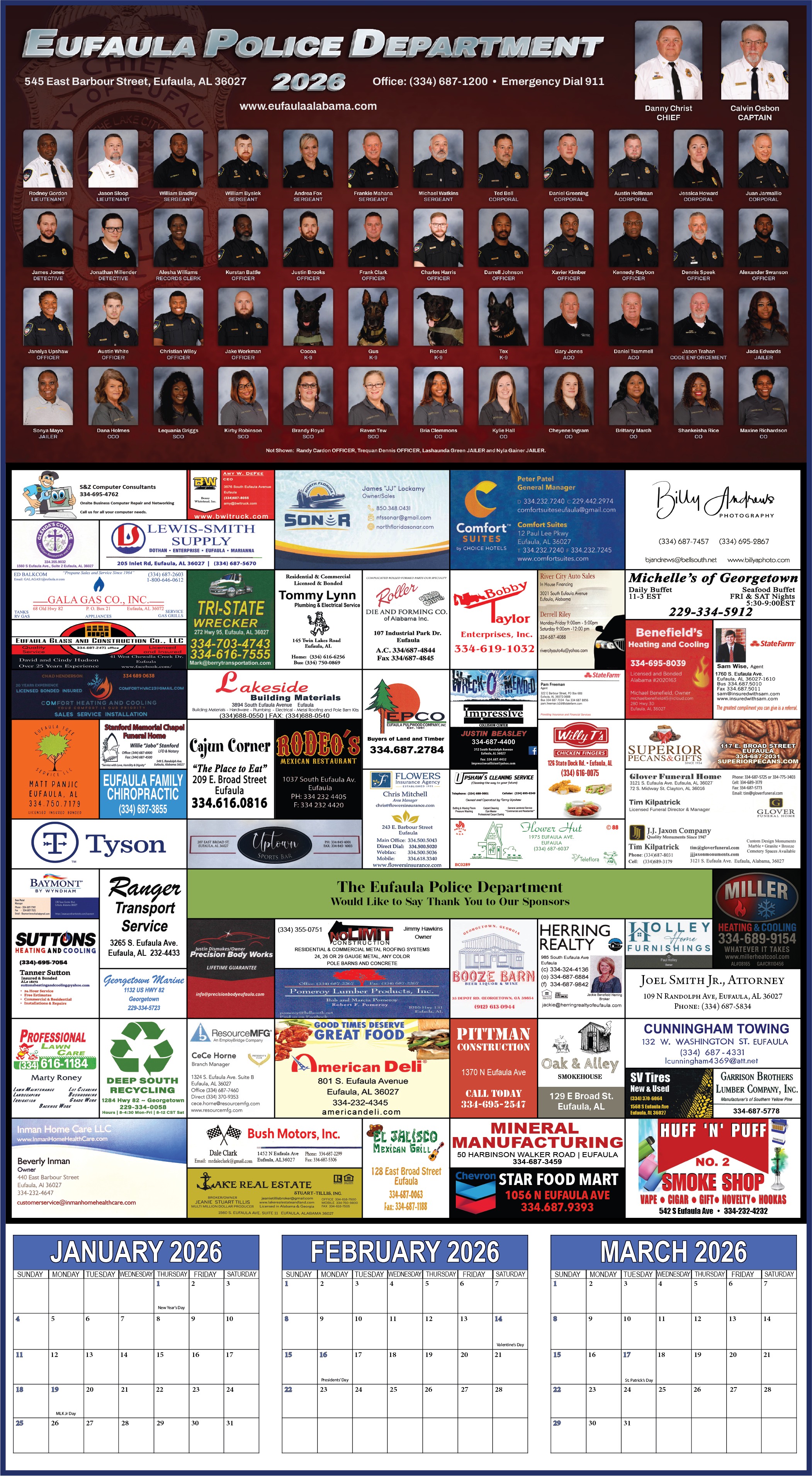 Eufaula Calendar example.