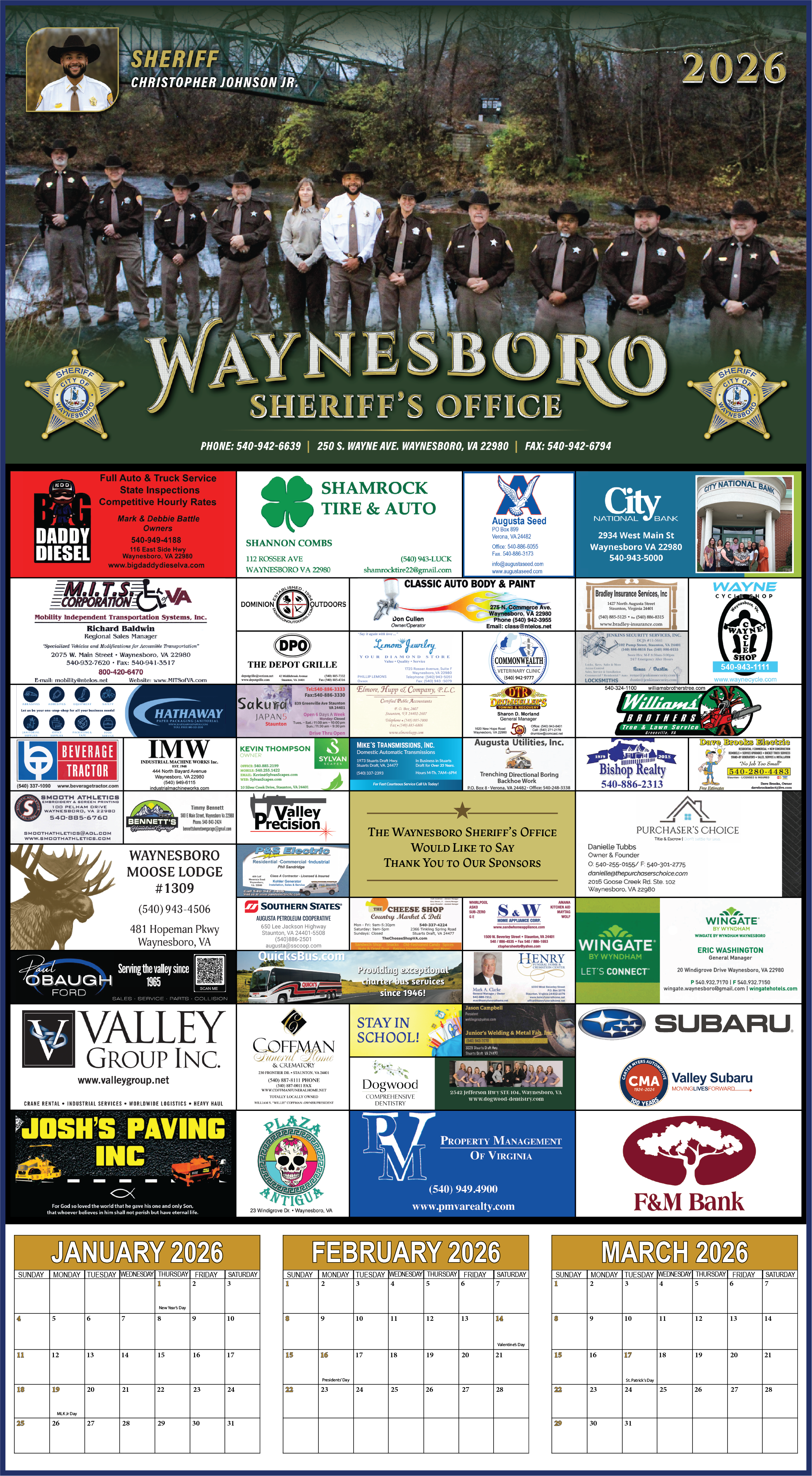 Waynesboro Calendar example.